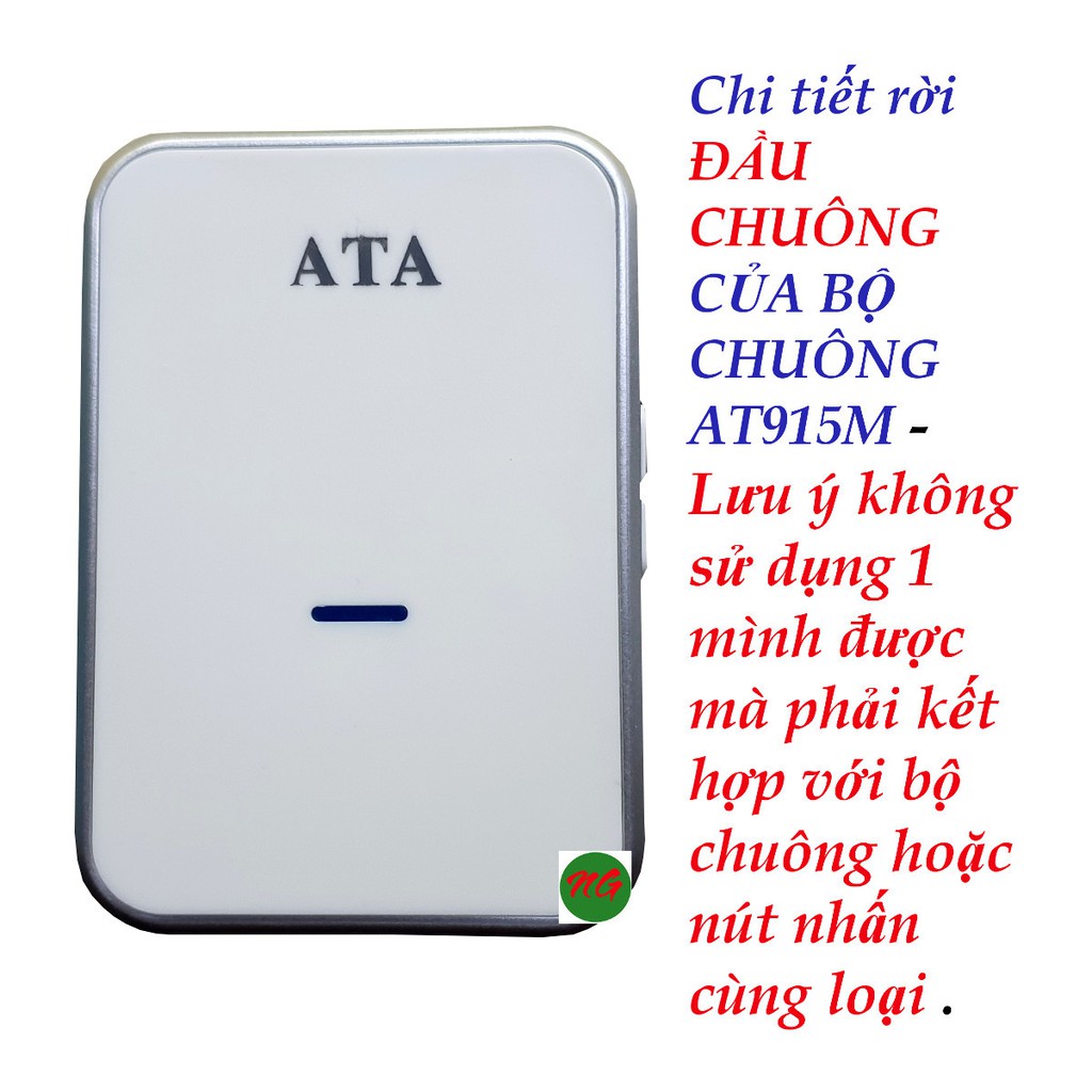 Chi tiết NÚT NHẤN rời hoặc ĐẦU CHUÔNG rời của Chuông cửa không dây có nút nhấn chống nước và không dùng pin ATA915M