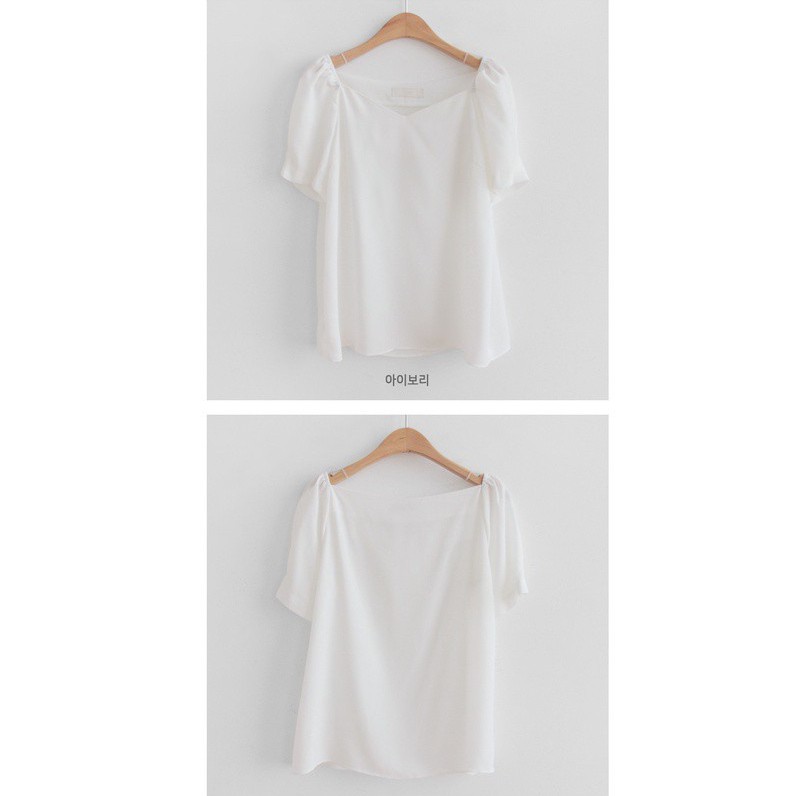 Woman Korean style petal collar elegant short-sleeved chiffon shirt blouse top 44055