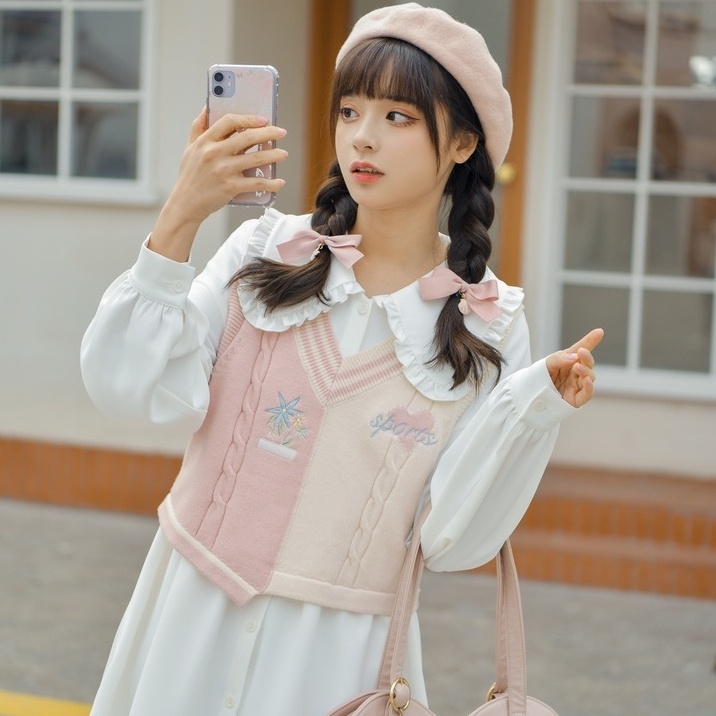 Áo Vest Phụ Nữ Cắt Tấm Đan Ngắn Mới