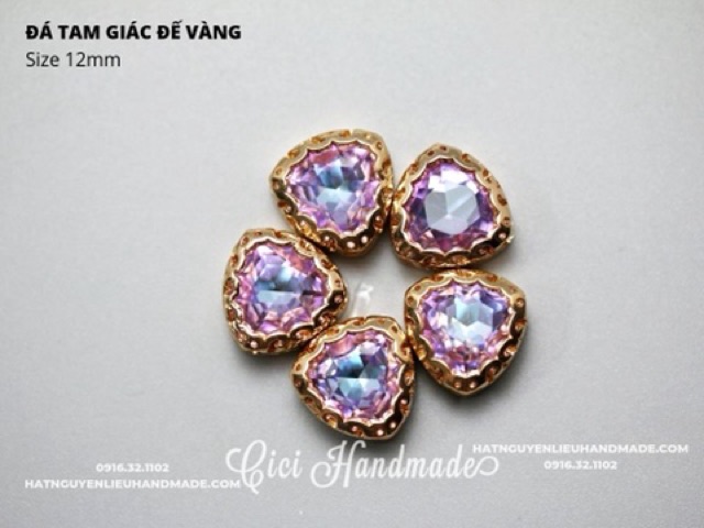 Hạt đá tam giác cao cấp đế vàng, bạc làm con vật 3D Cici Handmade chuyên hạt đá hạt pha lê hạt cườm hạt trang sức tự làm