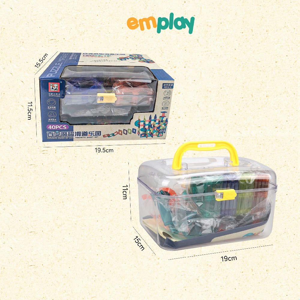 Đồ chơi xếp hình lắp ráp nam châm 40 miếng hình khối cao cấp Emplay giúp bé phát triển tư duy