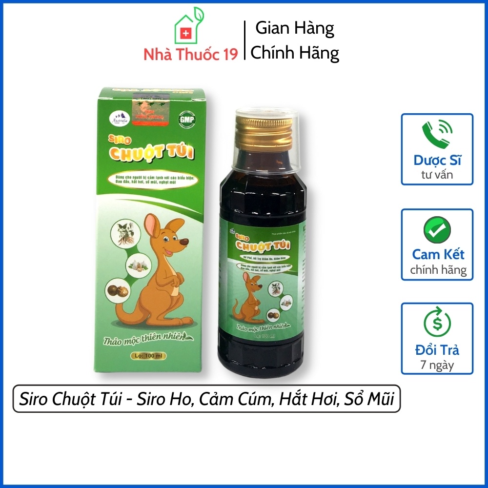 Siro Ho Thảo Mộc, Siro Chuột Túi - Giúp Bổ Phế, Giảm Ho, Giảm Đờm, Hỗ Trợ Giảm Đau Rát Họng, Cảm Cúm (Lọ 100ml)