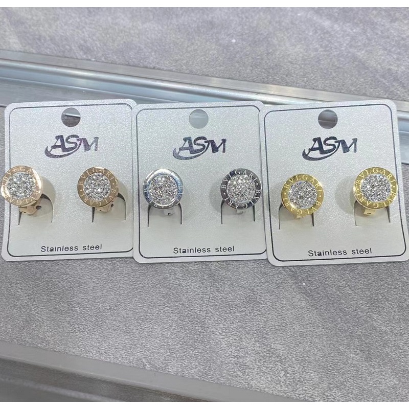 Bông Tai Titan Ko Rỉ Khoen Tròn Đính Đá TT 4131