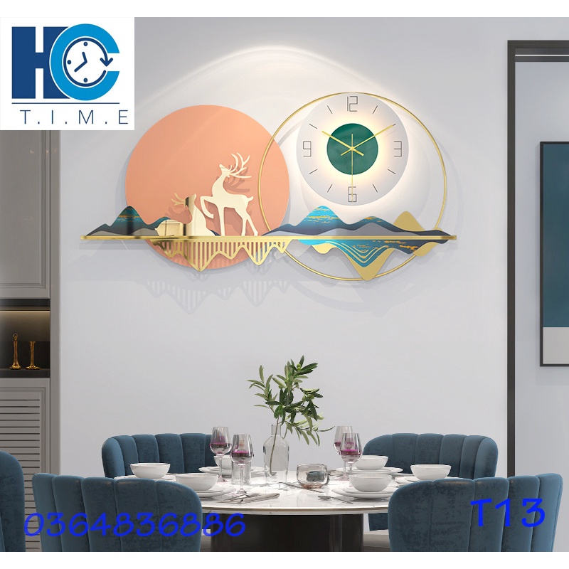 Đồng hồ treo tường trang trí decor T13 kích thước 80 x 40 cm