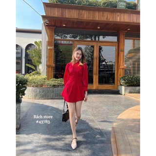 [RÁCH STORE] Set đầm 525 đầm nút bọc dập li short vải