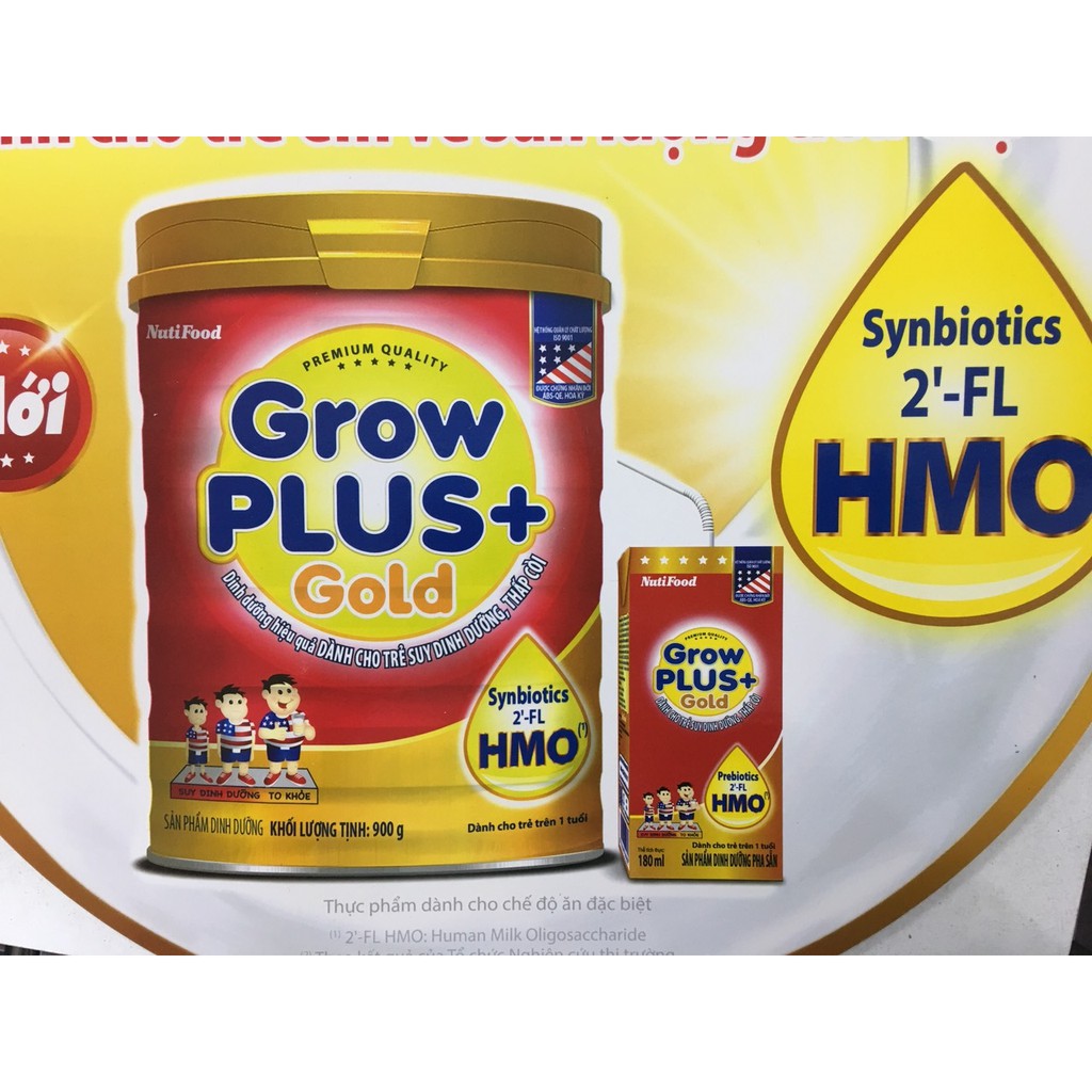 [HSD T2-2023] Sữa bột GrowPlus+ Gold dành cho trẻ suy dinh dưỡng, thấp còi (900g)