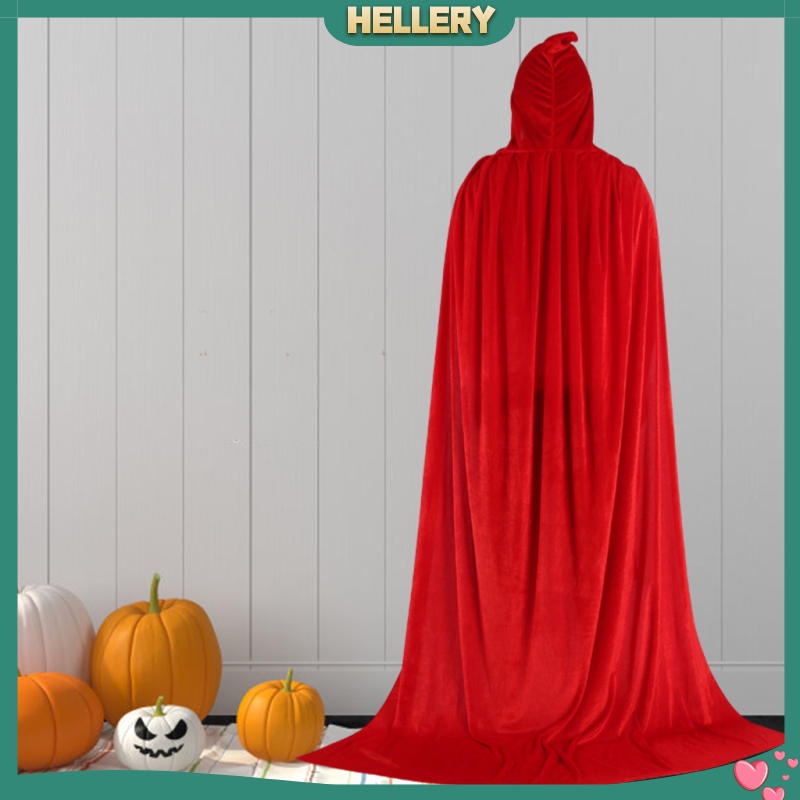 Áo choàng nhung đen dáng dài 150cm có mũ trùm dùng để hóa trang Halloween
 | BigBuy360 - bigbuy360.vn