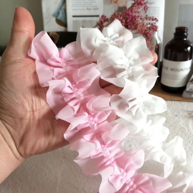 Dây Ruy Băng Vải Tuyn Hai Lớp Ren Lưới 3D Dùng Trang Trí Váy Cưới