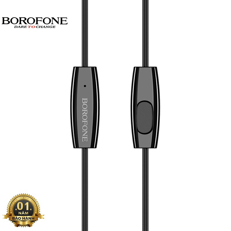 Tai nghe nhét tai Borofone BM31 nghe hay có mic đàm thoại, dây dài 1.2m, Jack cắm 3.5mm