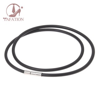 3Mm Black Rubber Cord Necklace with Stainless Steel Closure - 18 Inch