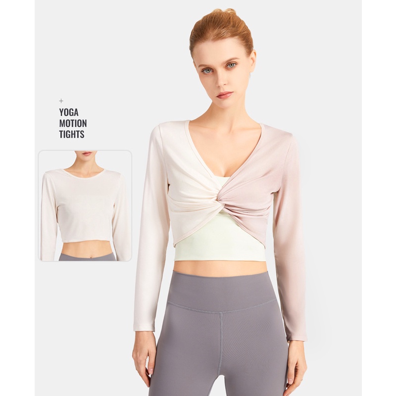 Áo Thun Thể Thao Tay Dài 2 Cách Mặc Hở Lưng Ôm Dáng Thích Hợp Tập Yoga / Nhảy Múa Cho Nữ