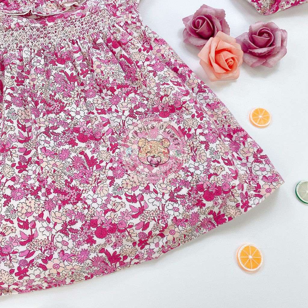 Váy Xòe Cánh Tiên Hoa Nhí Hồng Pha Khói Ngắn Tay M&S