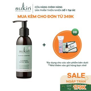 Gel Rửa Mặt Sạch Da Dành Cho Da Mụn Sukin Blemish Control Clearing Facial Wash 125ml