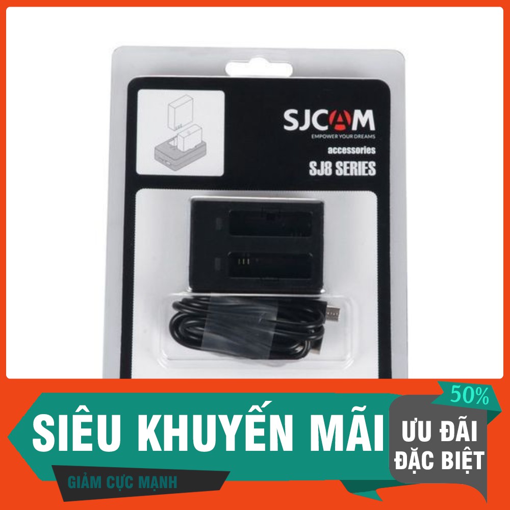 Combo 1 dock sạc đôi và 1 pin zin chính hãng cho camera hành trình SJCAM SJ