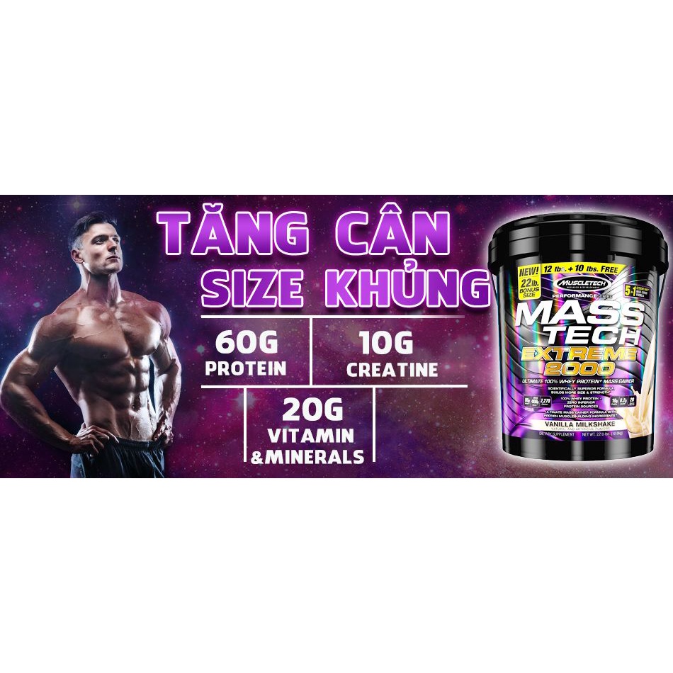 GW SAMPLE Gói Dùng Thử Muscletech Mass Tech Extreme 2000 Sữa Dinh Dưỡng Tăng Cân Nhanh Túi 1KG - Canada