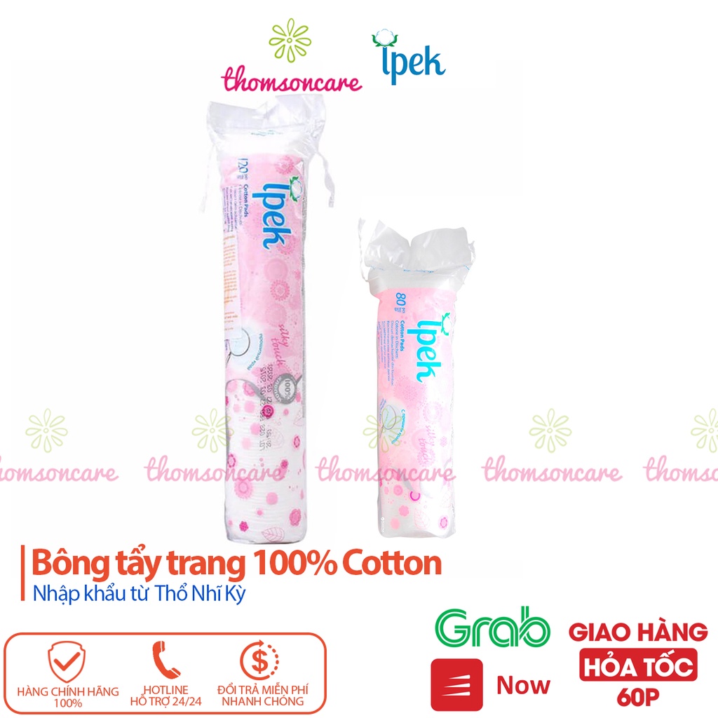 Bông tẩy trang ipek 100% Cotton nhập khẩu Thổ Nhĩ Kỳ Ipek Cotton Pads 80/130/150 miếng