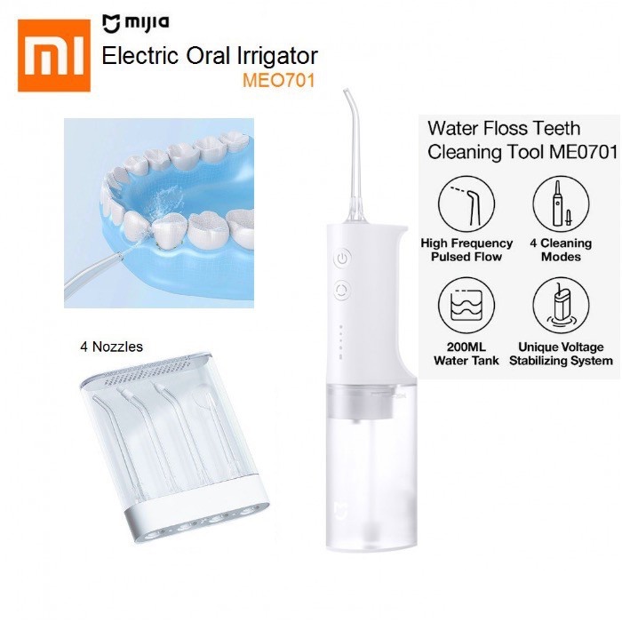 Tăm Nước Xiaomi Mijia MEO701 - Vệ Sinh Răng Miệng - Kèm 4 Đầu Vòi Tiện Lợi - Chính Hãng - Bảo Hành 1 Năm