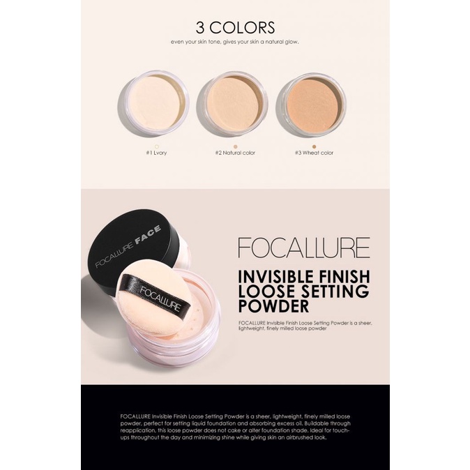 ☀☀☀ FOCALLURE New Brand Makeup Powder 3 Colors Loose Powder Face Makeup Waterproof Loose Powder Skin Finish Powder ☝☝☝