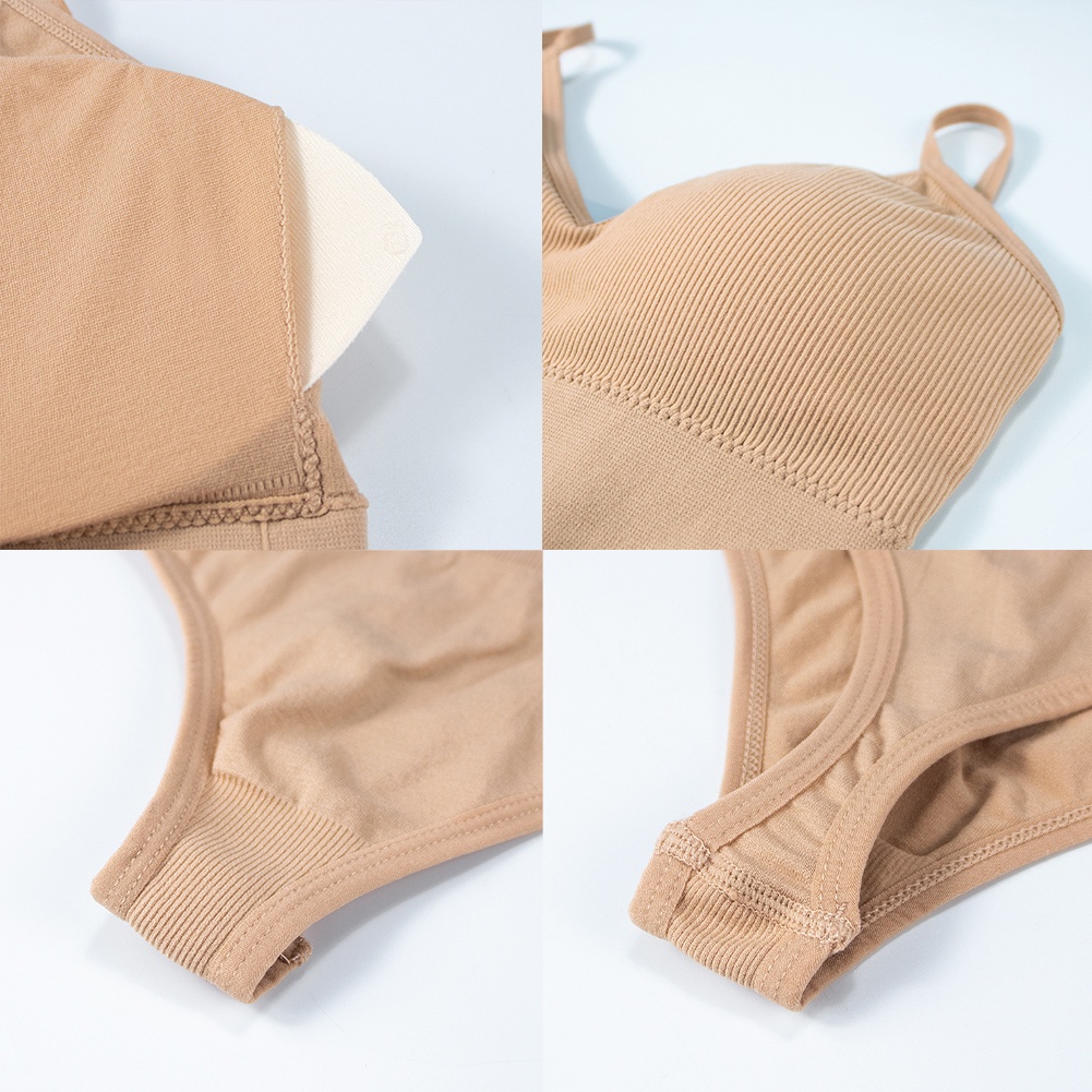 Bộ đồ lót 3 món VARSBABY V805+ N132 gồm áo ngực không gọng và hai quần lót quần lọt khe không đường may gợi cảm cho nữ