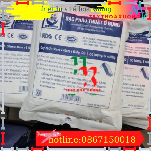 túi 50 gói gạc phẫu thuật tiệt trùng AN LÀNH 10 x10 x6 lớp