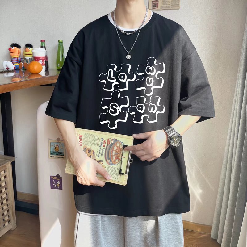 Áo Thun Tay Ngắn Dáng Rộng In Chữ Phong Cách Hip Hop Hàn Quốc Thời Trang Mùa Hè Cho Nam Và Nữ size M-5XL