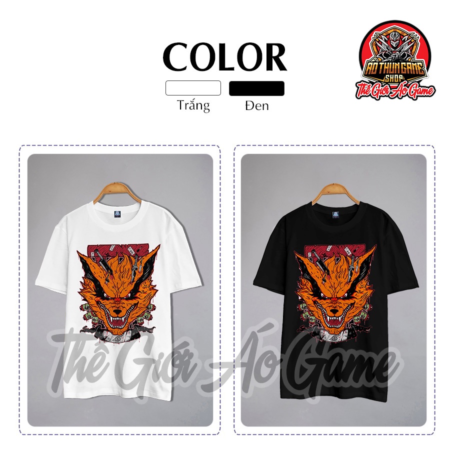 Áo Naruto Kurama In Hình Cữu Vĩ Màu Đen Trắng Áo thun Anime Naruto Phông Nam Nữ Cotton