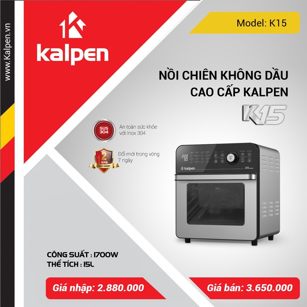 Nồi Chiên Không Dầu Cao Cấp Kalpen K15 thương hiệu của Đức