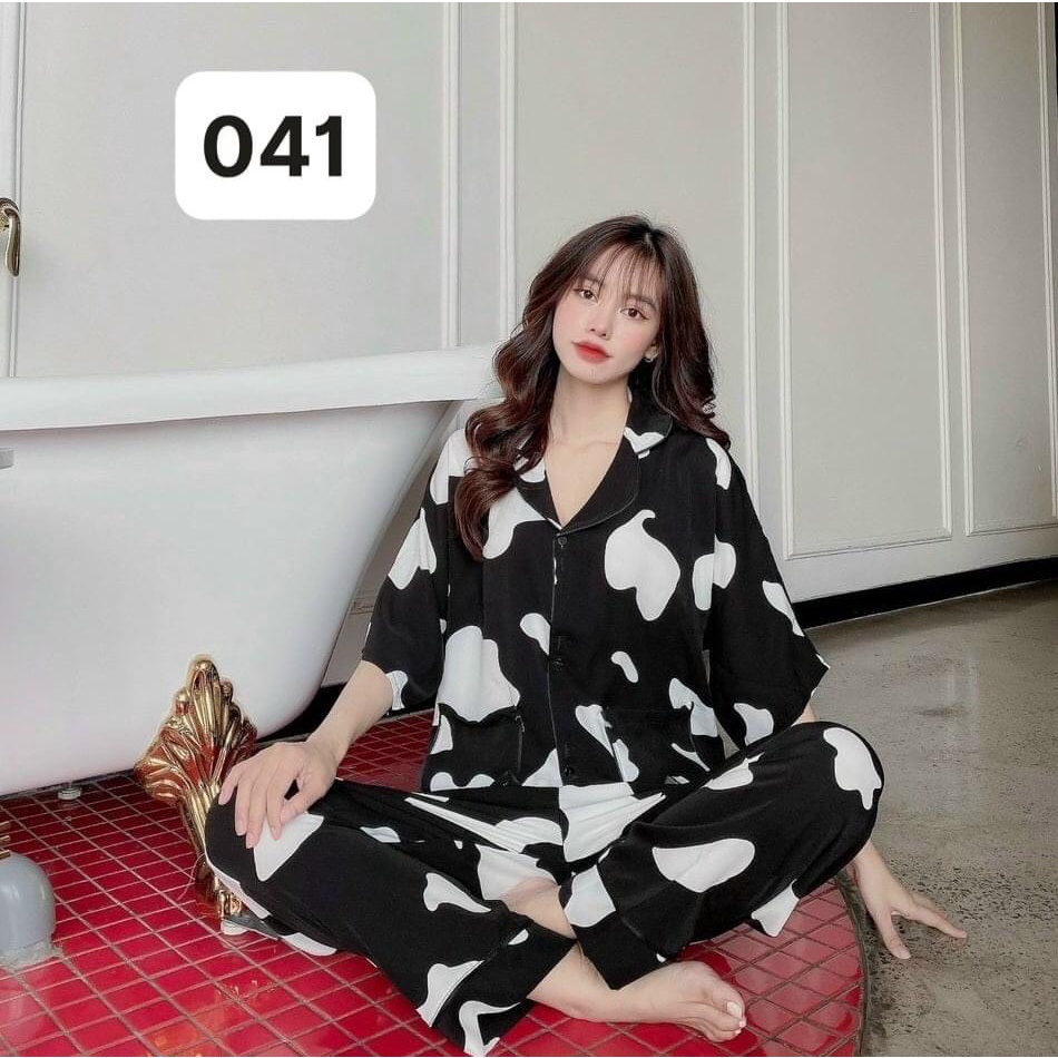 Bộ pijama LỤA pha ĐŨI- BỘ ÁO TAY NGẮN - QUẦN DÀI mặc nhà  mềm mại dễ thương | BigBuy360 - bigbuy360.vn