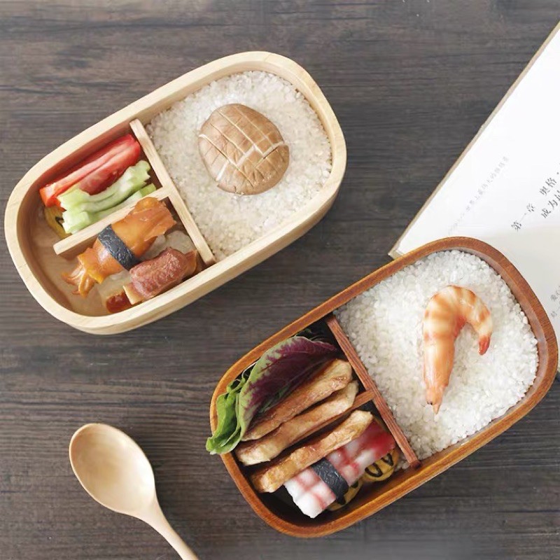 Hộp cơm gỗ Bento an toàn phong cách Nhật Bản