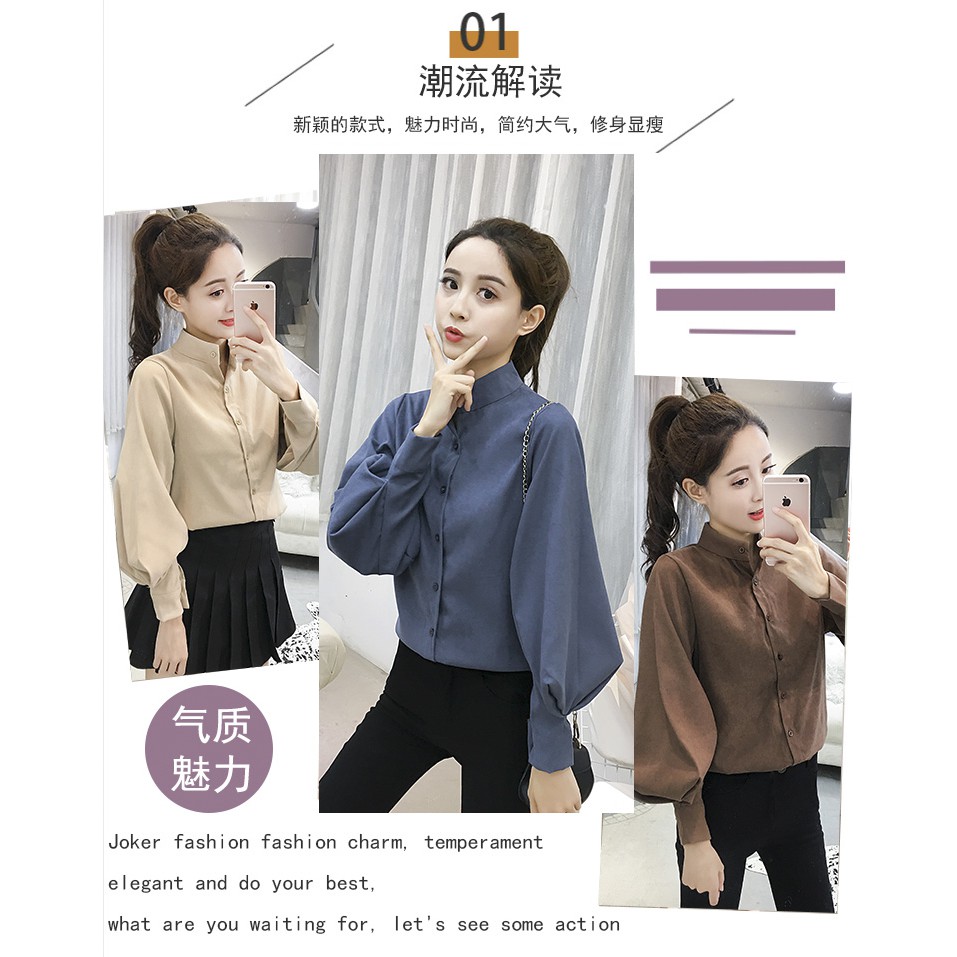 Áo sơ mi SUXI dài tay form rộng phong cách Hàn Quốc