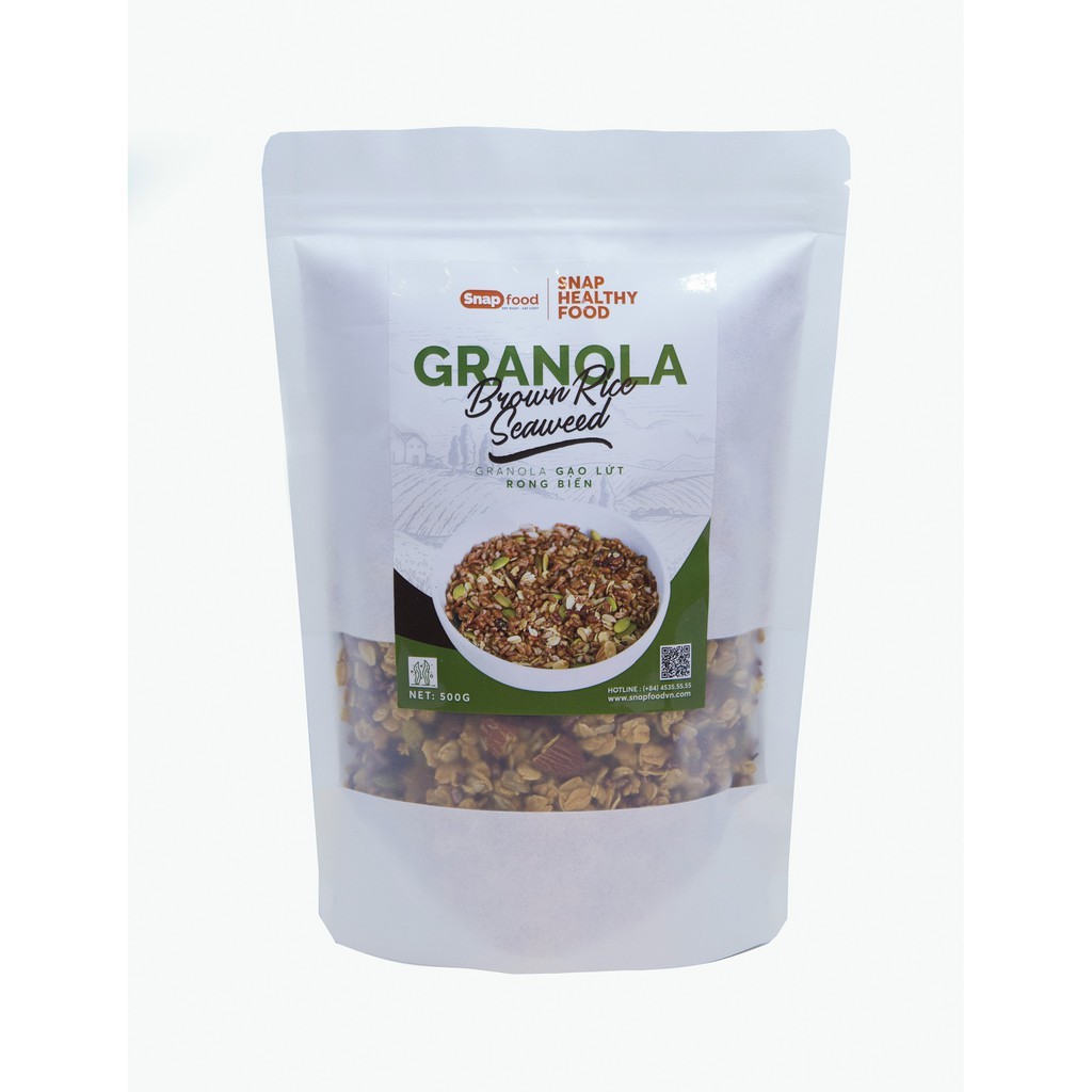 Ngũ cốc GIẢM CÂN - Ngũ cốc ăn liền - Granola gạo lứt rong biển (500gr) - Snap Food