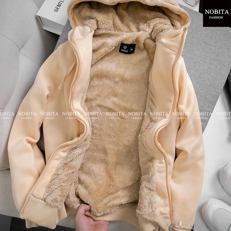 áo hoodie kéo khóa nam nữ, chất liệu nỉ lót lông