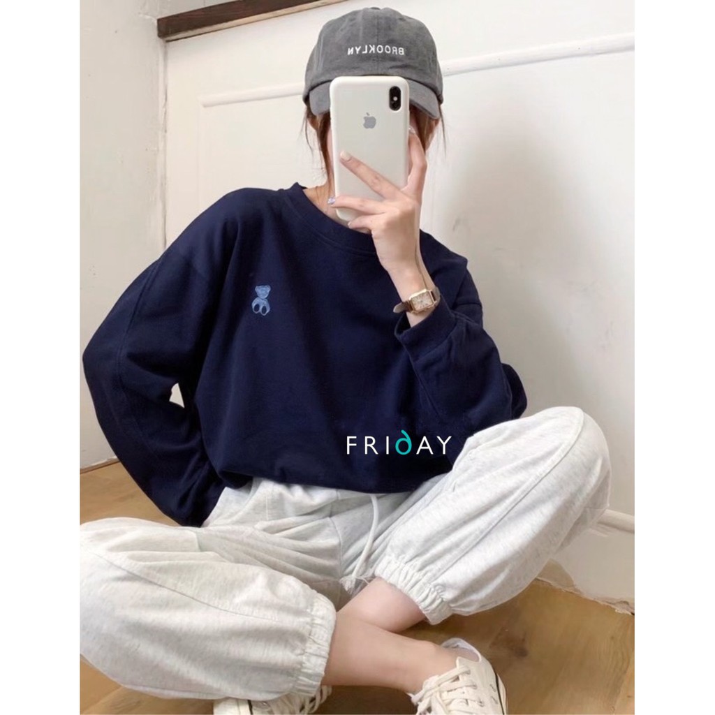 Áo nỉ tăm thêu hình gấu dáng vừa hàng thu mới về Fridayshop | BigBuy360 - bigbuy360.vn