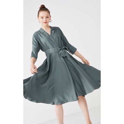 Đầm cổ bẻ xẻ tà thắt nơ VERO MODA