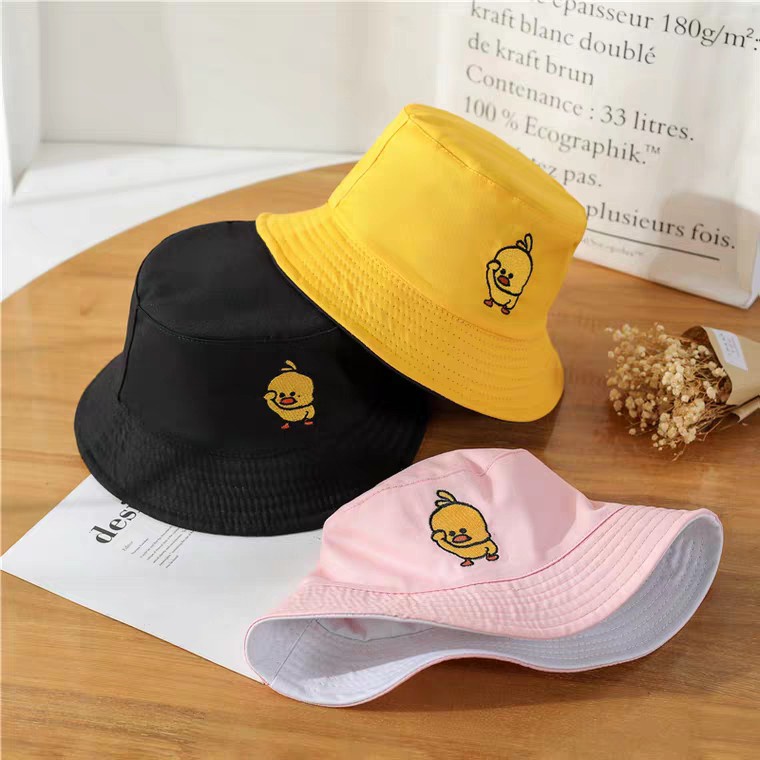 Nón Bucket 2 Mặt Thêu Icon Cute Chất Kaki