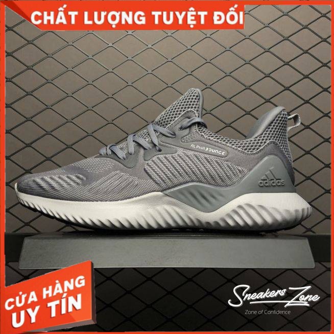 (FREESHIP+HỘP+QUÀ) Giày Thể Thao Sneakers   ALPHABOUNCE Beyond 2018 Grey white Xám đế trắng cực đẹp cho cả nam và nữ