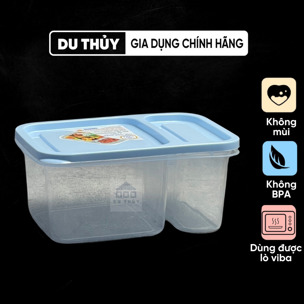 Hộp đựng thực phẩm có 2 ngăn tiện dụng, hộp cơm văn phòng nhựa nguyên sinh Việt Nhật