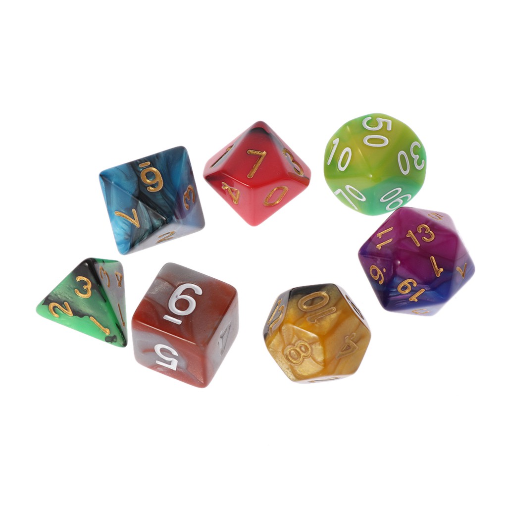 7 xúc xắc xí ngầu nhiều mặt chơi game TRPG D20