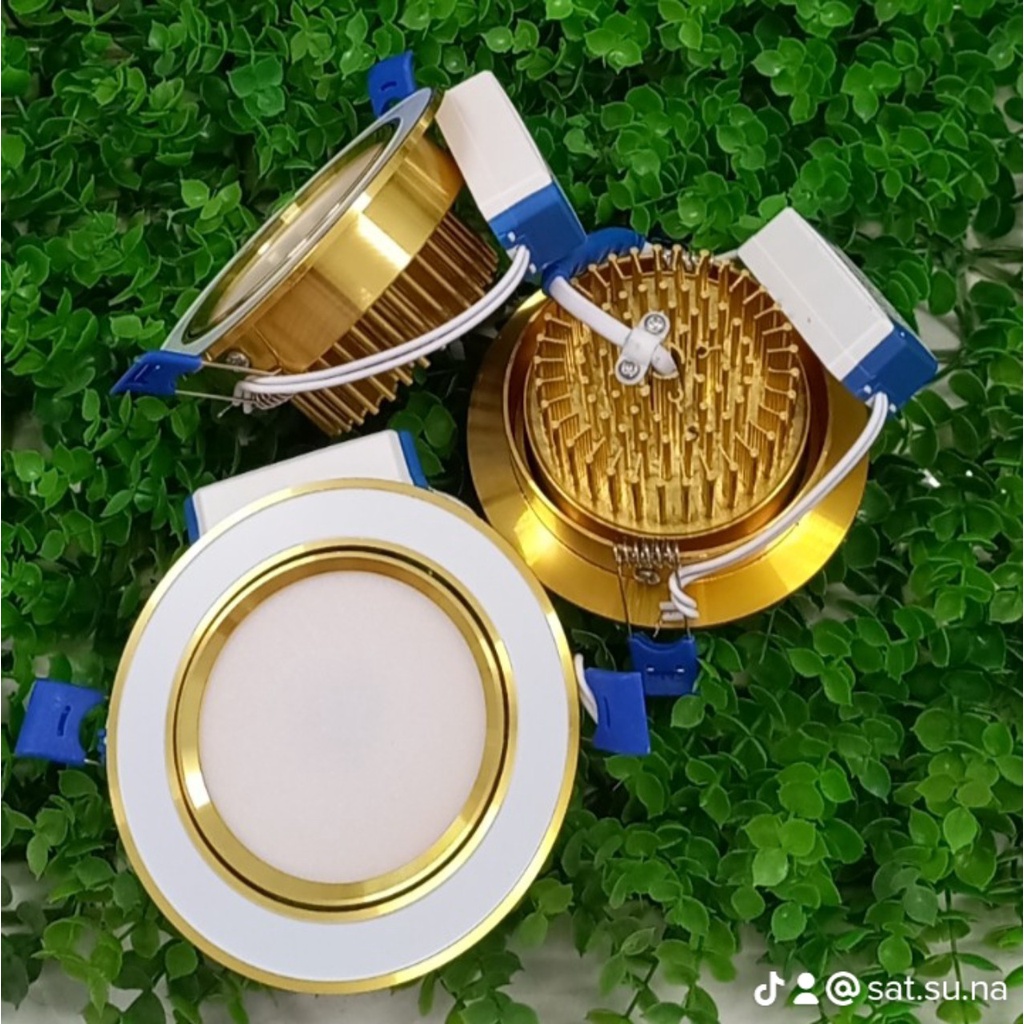 Đèn Led Âm Trần ,Đen âm trần MẠ VÀNG xoay góc 90 độ 3 Chế Độ màu