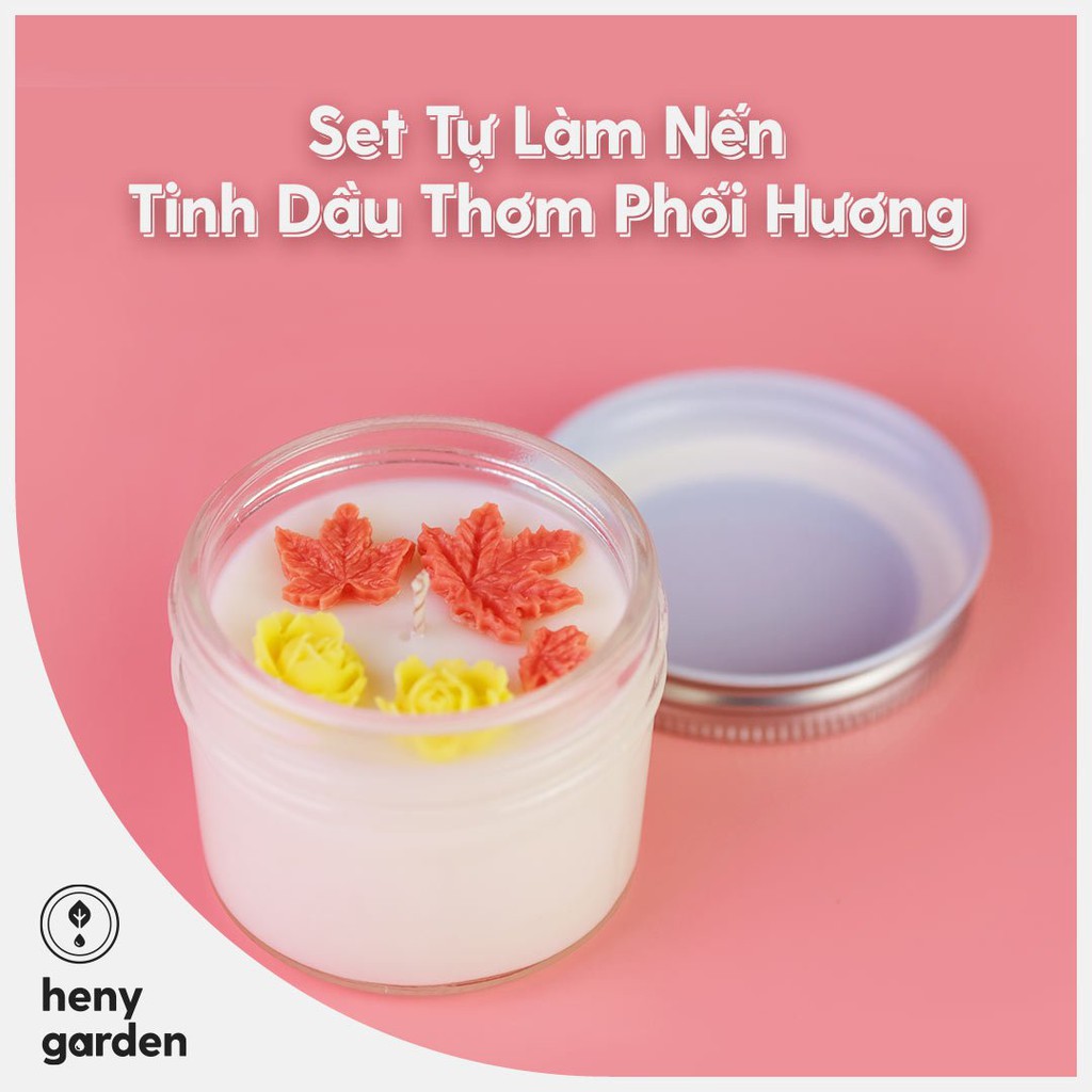 Set Tự Làm Nến Thơm Handmade Topping Hoa Với Tinh Dầu Thơm Phối Hương Heny Garden - Nguyên Liệu Làm Nến Thơm Cao Cấp