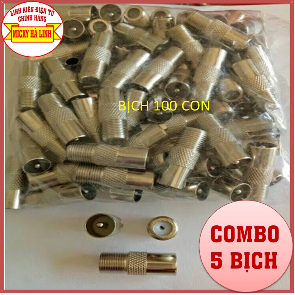 BỊCH JACK TV, RẮC TIVI, JACK CẮM DÂY ÂM TƯỜNG, DÂY ANTEN (BỊCH 1OO CON)