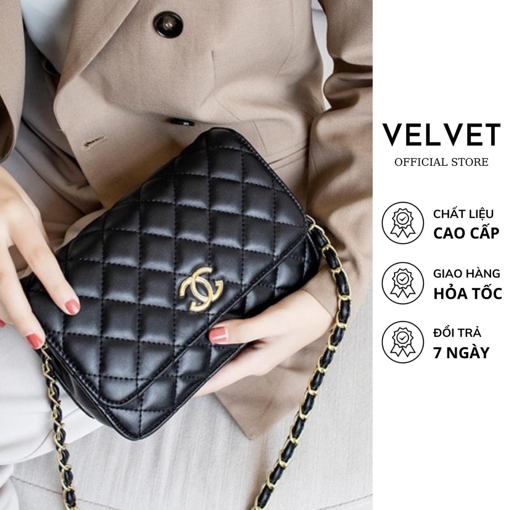 Túi xách nữ đeo chéo cao cấp, túi chần trám da lì đựng vừa điện thoại, túi Chanel dây da kèm ảnh, video thật tự chụp
