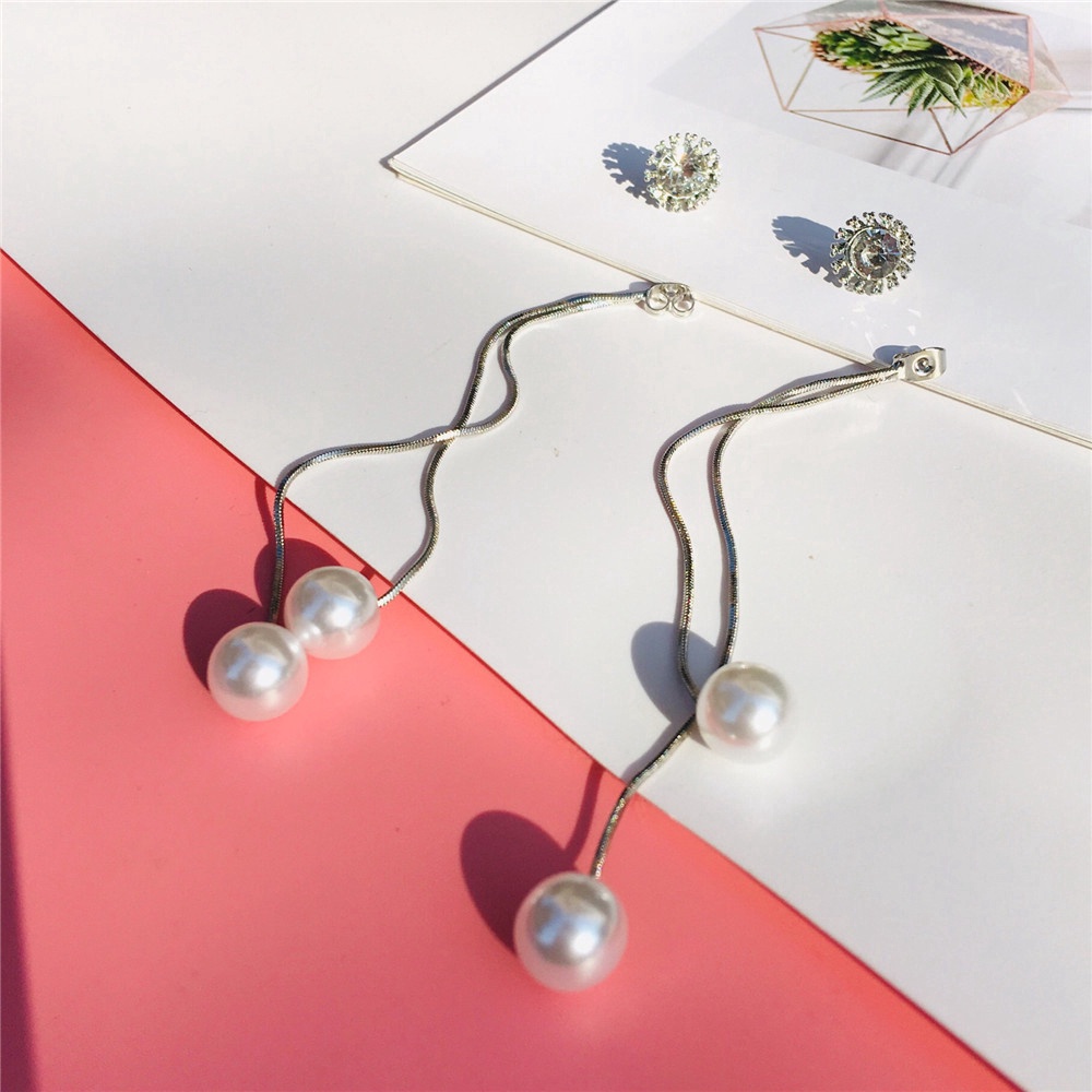 Bông Tai Dáng Dài Đính Ngọc Trai Phong Cách Hàn Quốc