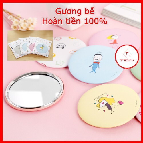 Gương cầm tay mini trang điểm hình tròn 1 mặt cho bạn gái phong cách hàn quốc dễ thương