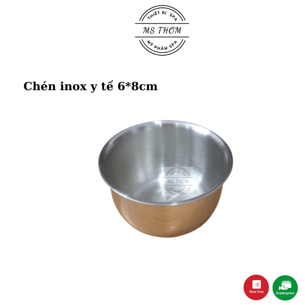 Chén, chum inox 8cm đựng cồn, nước muối, bông gòn trong y tế/spa/thẩm mỹ viện