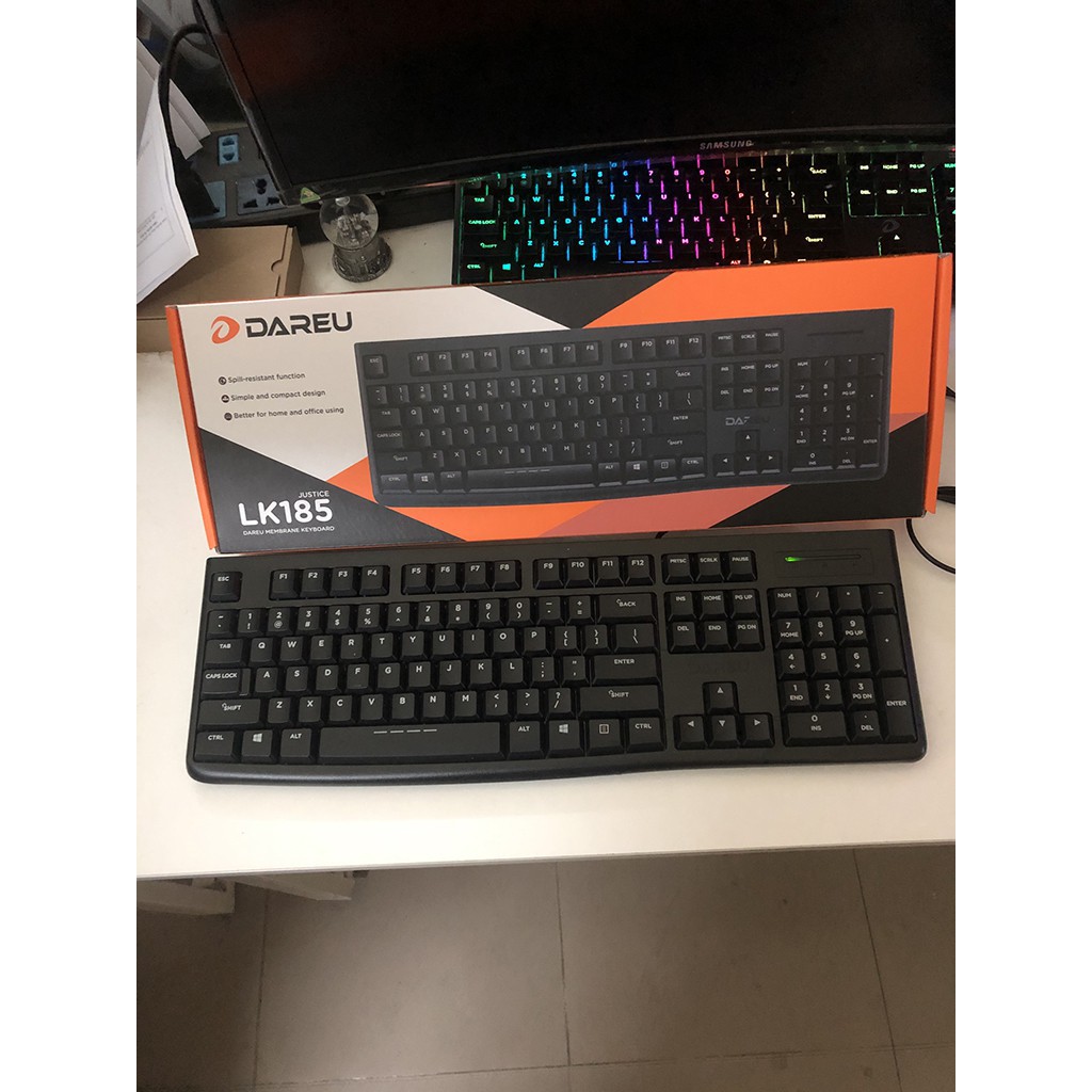 Bàn phím Dareu LK185 - Màu đen - Siêu mỏng - Chống nước tuyệt đối - BH 24 tháng
