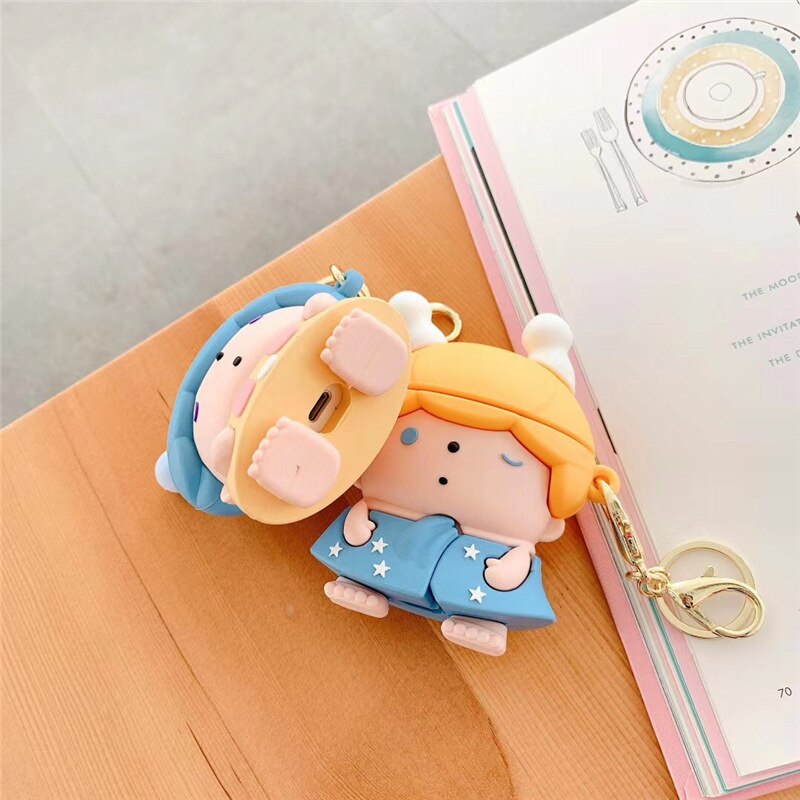 Cute Cartoon 3D Sleeping Baby Boy Girl Couple Headphone Case For AirPods 1 2 Sleep Child Soft Wireless Bluetooth Earphone Cover