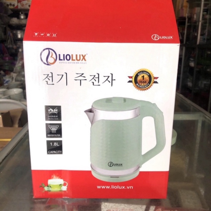 Ấm siêu tốc LIOLUX 1.8L bình đun mini ấm đun bằng điện sôi nhanh tự động ngắt khi nước sôi cạn an toàn khi sử dụng