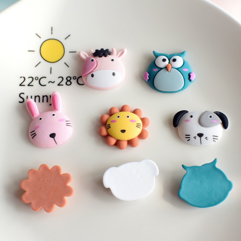 Charm (C21) slime/ Dụng Cụ Charm Trang Trí [Ko Keo &amp; Nút] Hình Mặt Thú Vui nhộn (cỡ 2 cm)