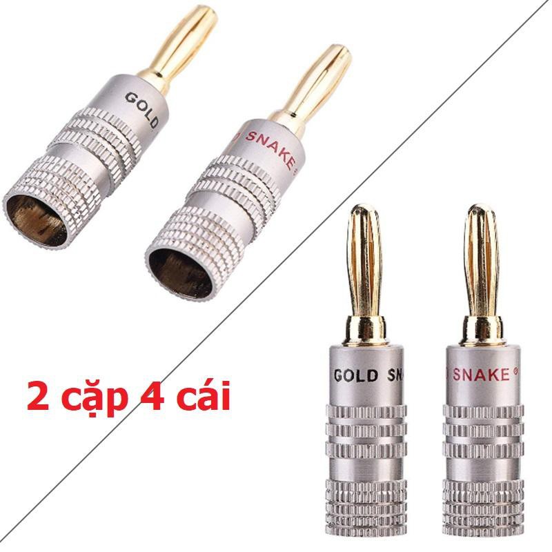 Jack loa bắp chuối Nakimichi 2 cặp 4 cái hàng chất lượng jack đồng vỏ nhôm (vàng)
